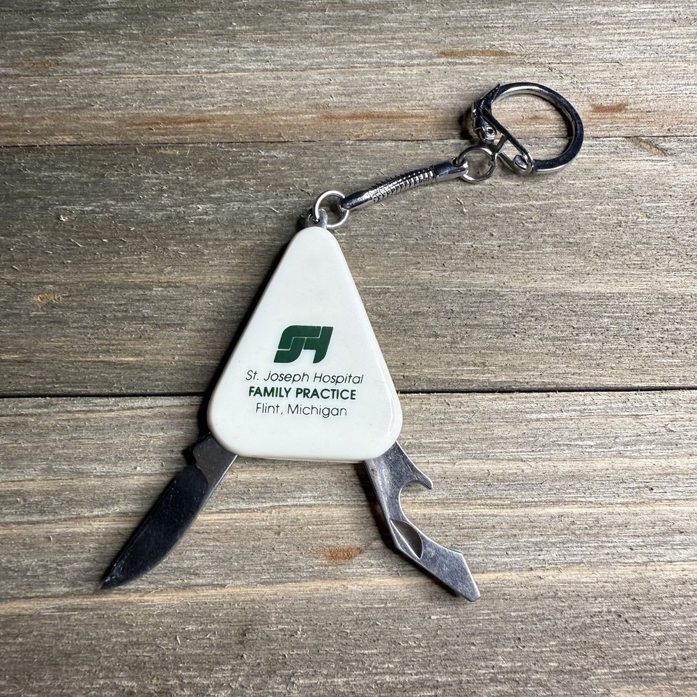 VTG St Joseph Hospital Flint MI Keychain Mini Folding Multi-tool‎ Bottle Opener